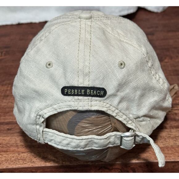 Pebble Beach by the Game PGA 1919 Hat / Cap LinenOpen Adjustable Strapback Beige - Picture 3 of 5
